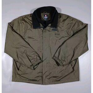 Chaps Jacket Mens XL Green Nylon Full Zip Fleece Lined Heavy Weight